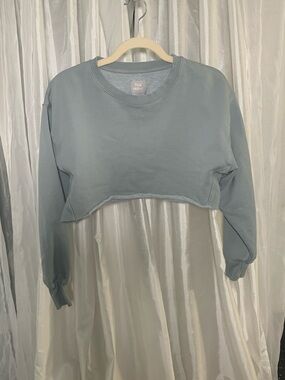 TNA Cropped Crewneck Sweatshirt - Slate Blue